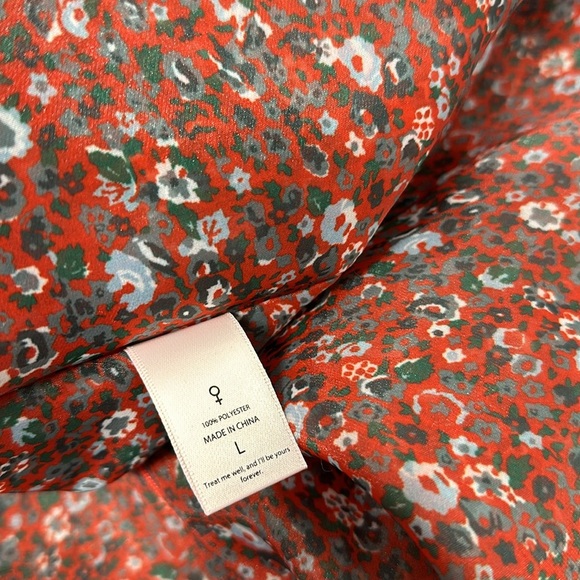 Selkie The Princess Mini Dress Long Puff Sleeves Crimson Floral Red Size Large - Picture 7 of 8